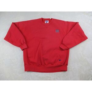 VINTAGE Russell Athletic Sweater Mens Large Red Pro Cotton Blank‎ USA Pullover*